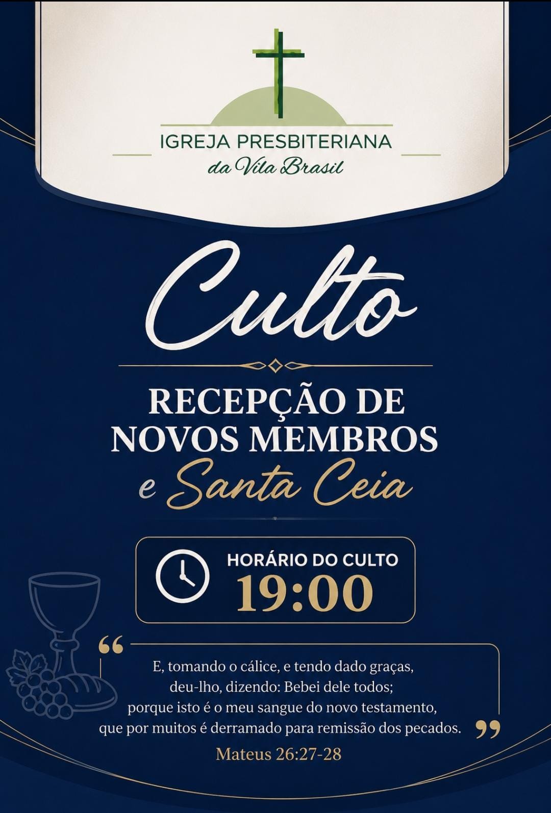 Culto de Recepção de Novos Membros